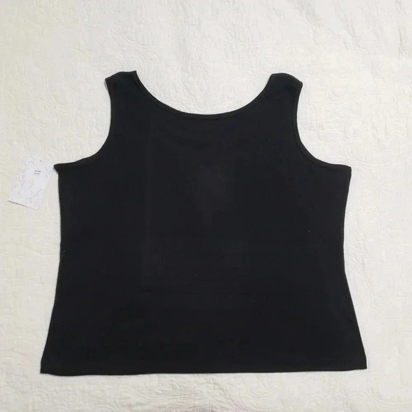 SLEEVELESS BLACK TOP Rhinestone Paml 3X. - Picture 5 of 10